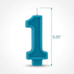 Bright Blue Number 1 Birthday Candle - 5.25-Inch Molded Design