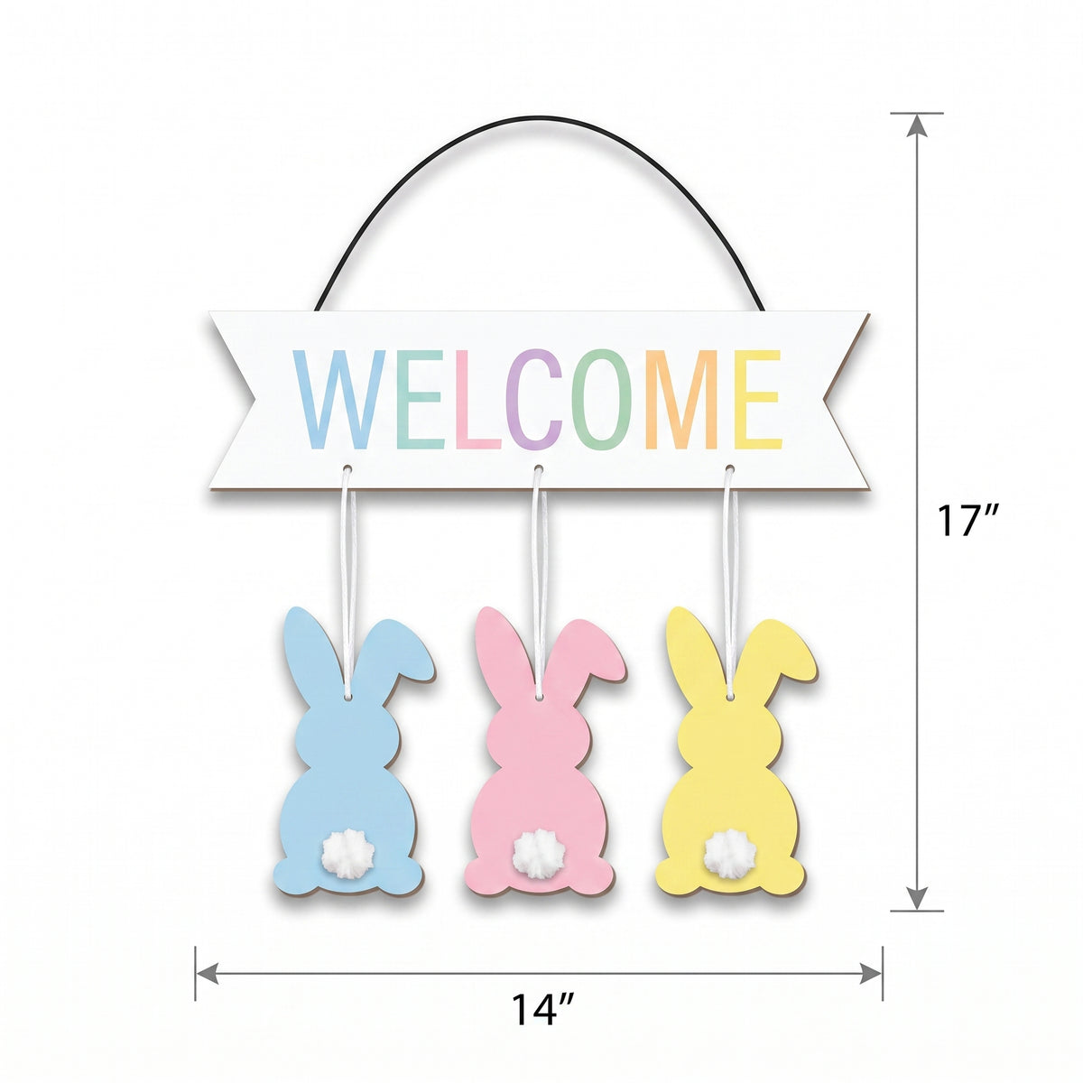 MDF Hanging Welcome Bunnies Easter Sign
