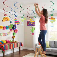 Fiesta Time Swirl Hanging Decorations Set - 30 Pack
