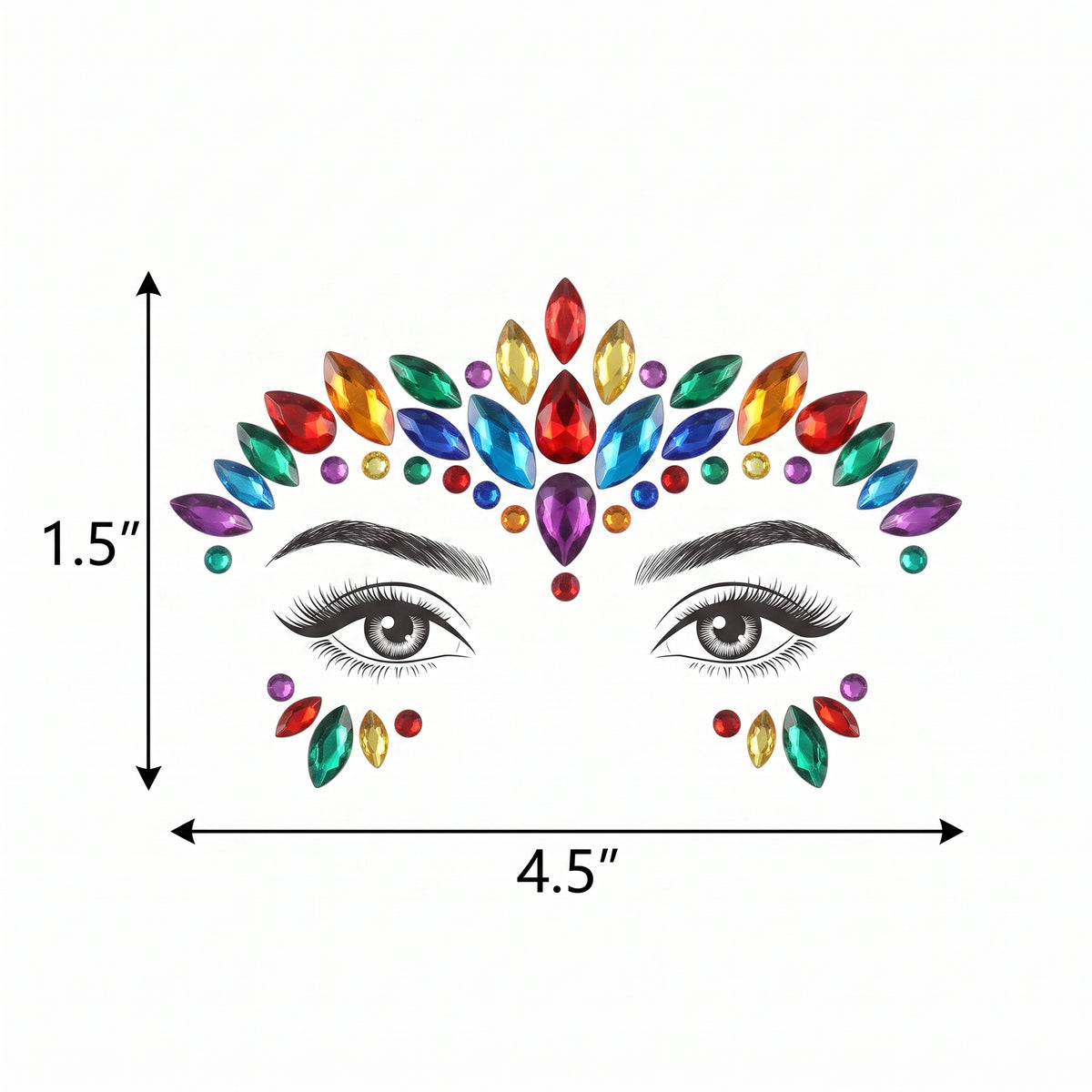 Rainbow Face Jewels - Self-Adhesive Costume Accessories