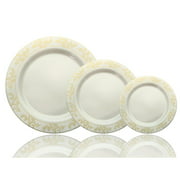 60 Piece Gold Leaf Premium Plates Set | 7.5 In. & 10.25 In.