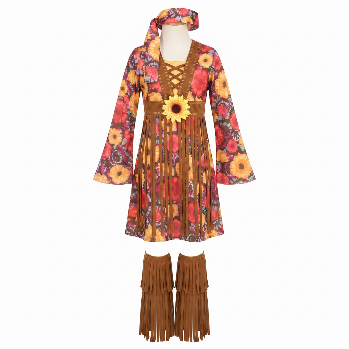 Flower Power Hippie Costume for Girls - Child M (8-10)