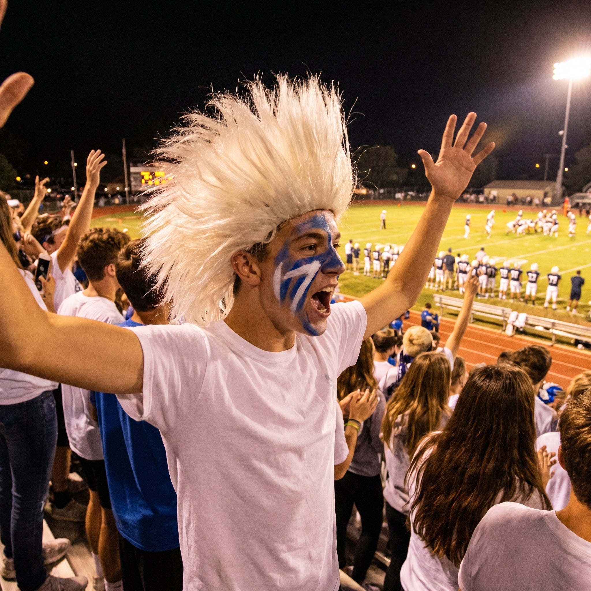 White Crazy Team Spirit Wig - One Size