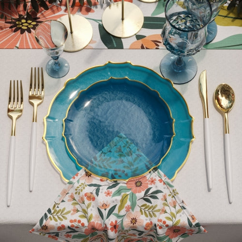Peacock/Gold Petal Plates - Combo Pack 120/120