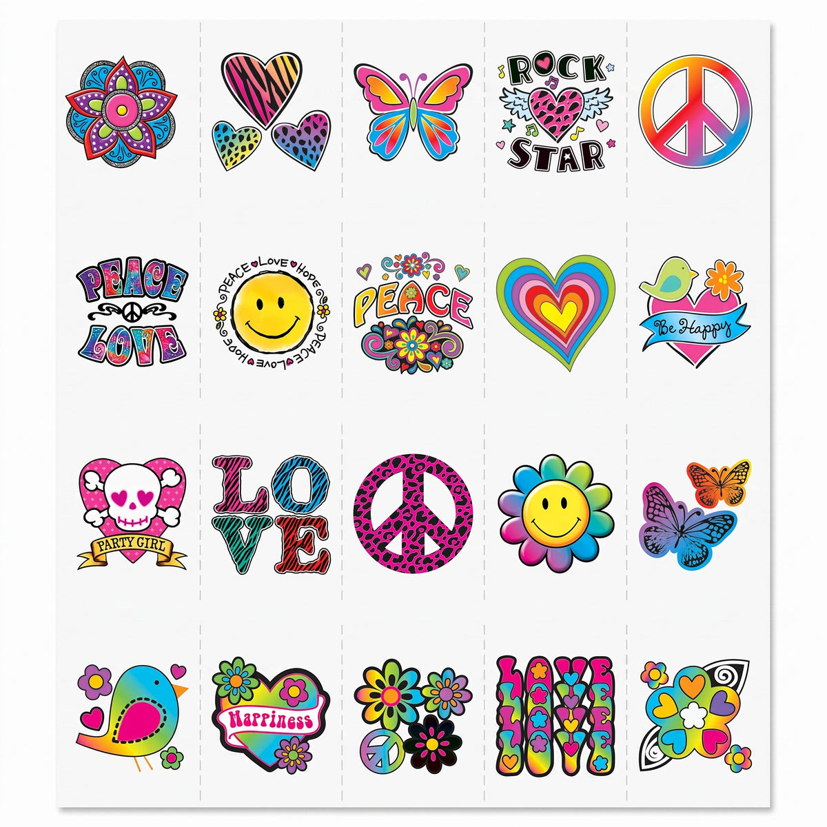 Colorful Tween Temporary Tattoos Mega Value Pack