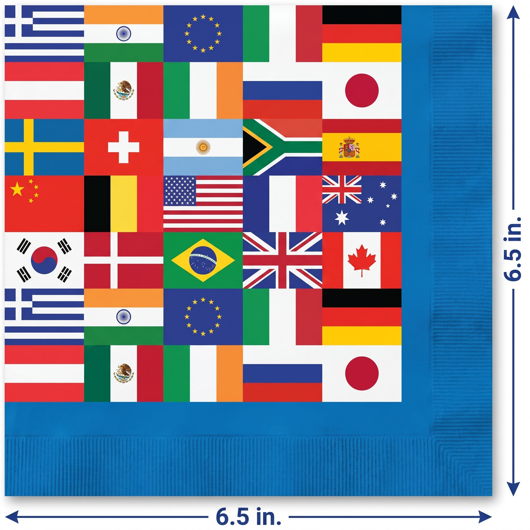International Flag Lunch Napkins - 6.5 In. x 6.5 In. - 16 Pack