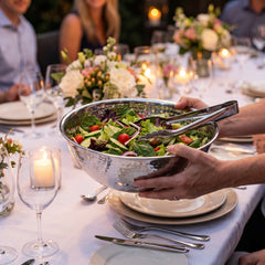 Elegant Silver Hammered Stainless Steel Bowl - 10.75"
