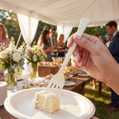 Vanilla Creme Heavyweight Plastic Forks - 7.5 in.