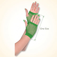 Festive Green Short Fishnet Gloves