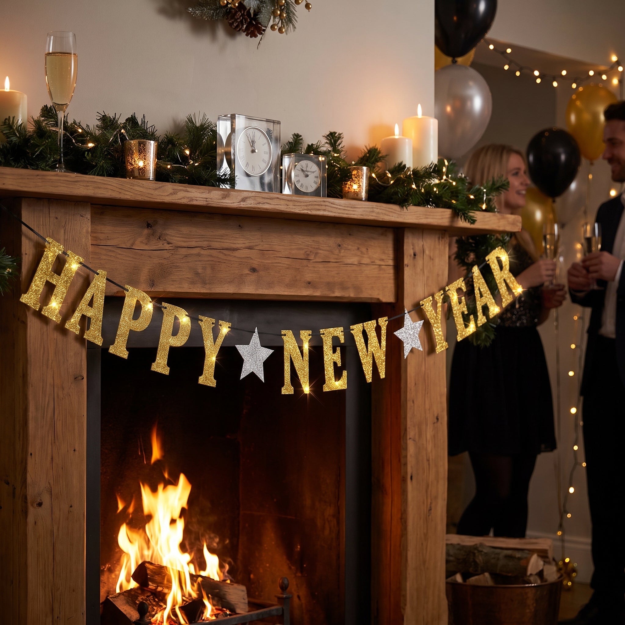 Glitter Gold "Happy New Year" Banner Decoration