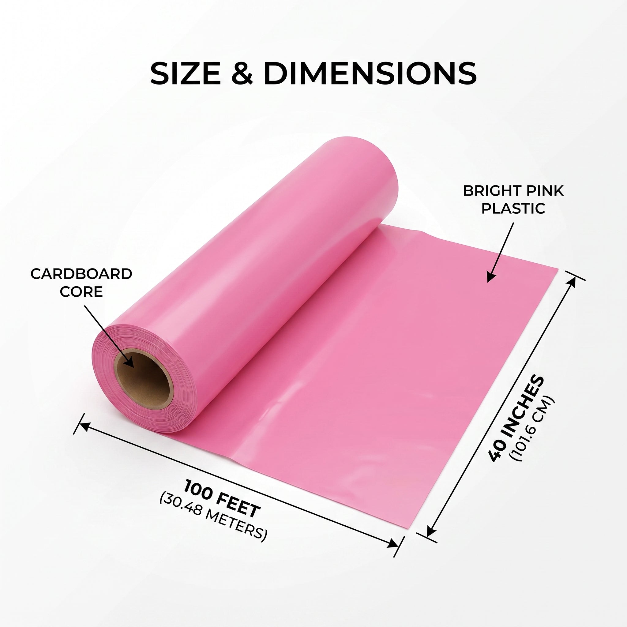 Bright Pink Plastic Table Cover Roll - 40" x 100'