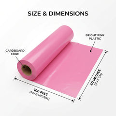 Bright Pink Plastic Table Cover Roll - 40" x 100'