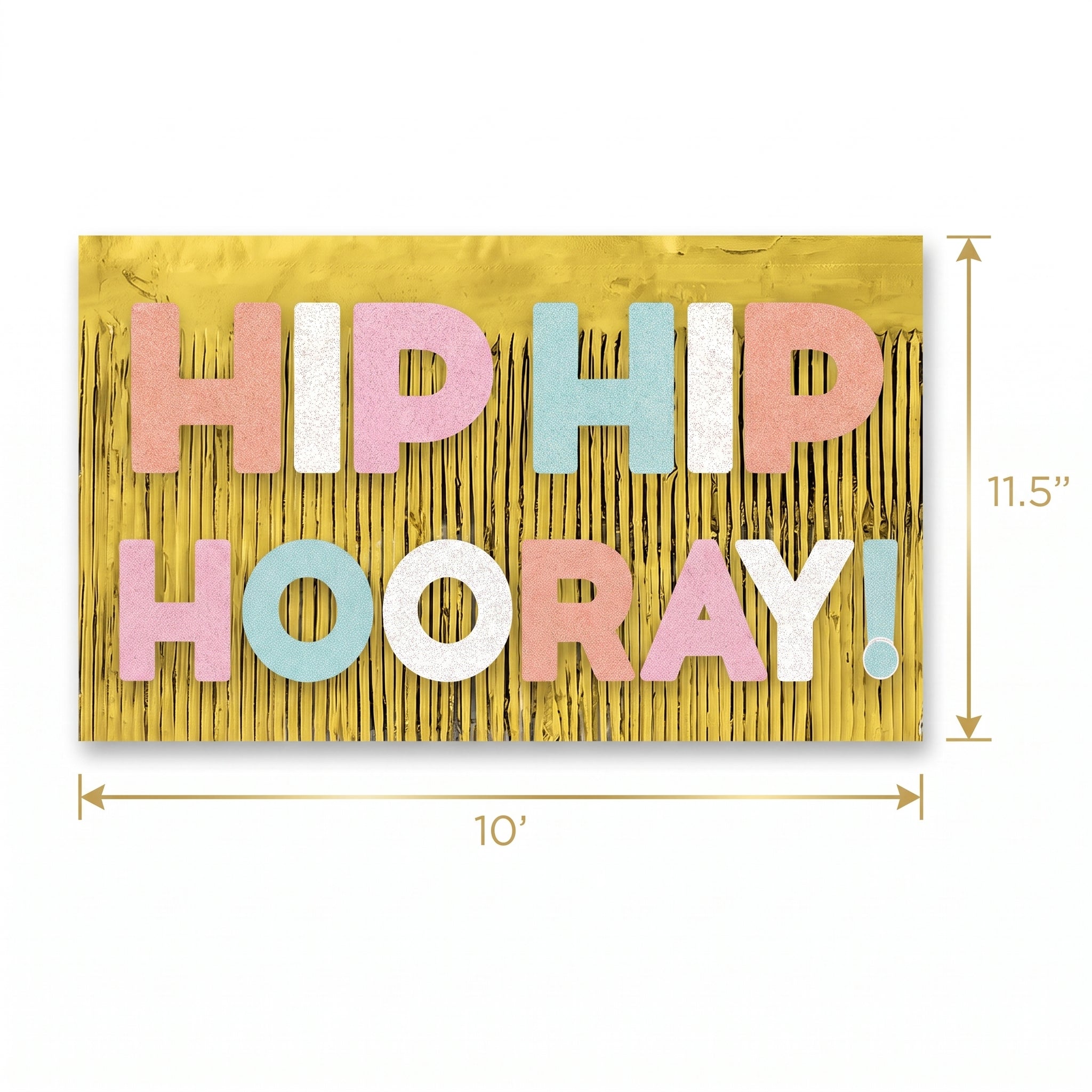"Hip Hip Hooray" Glitter Fringe Birthday Banner, Gold, 10-ft