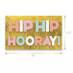 "Hip Hip Hooray" Glitter Fringe Birthday Banner, Gold, 10-ft
