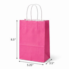 Bright Pink Kraft Paper Gift Bags - 10 Count