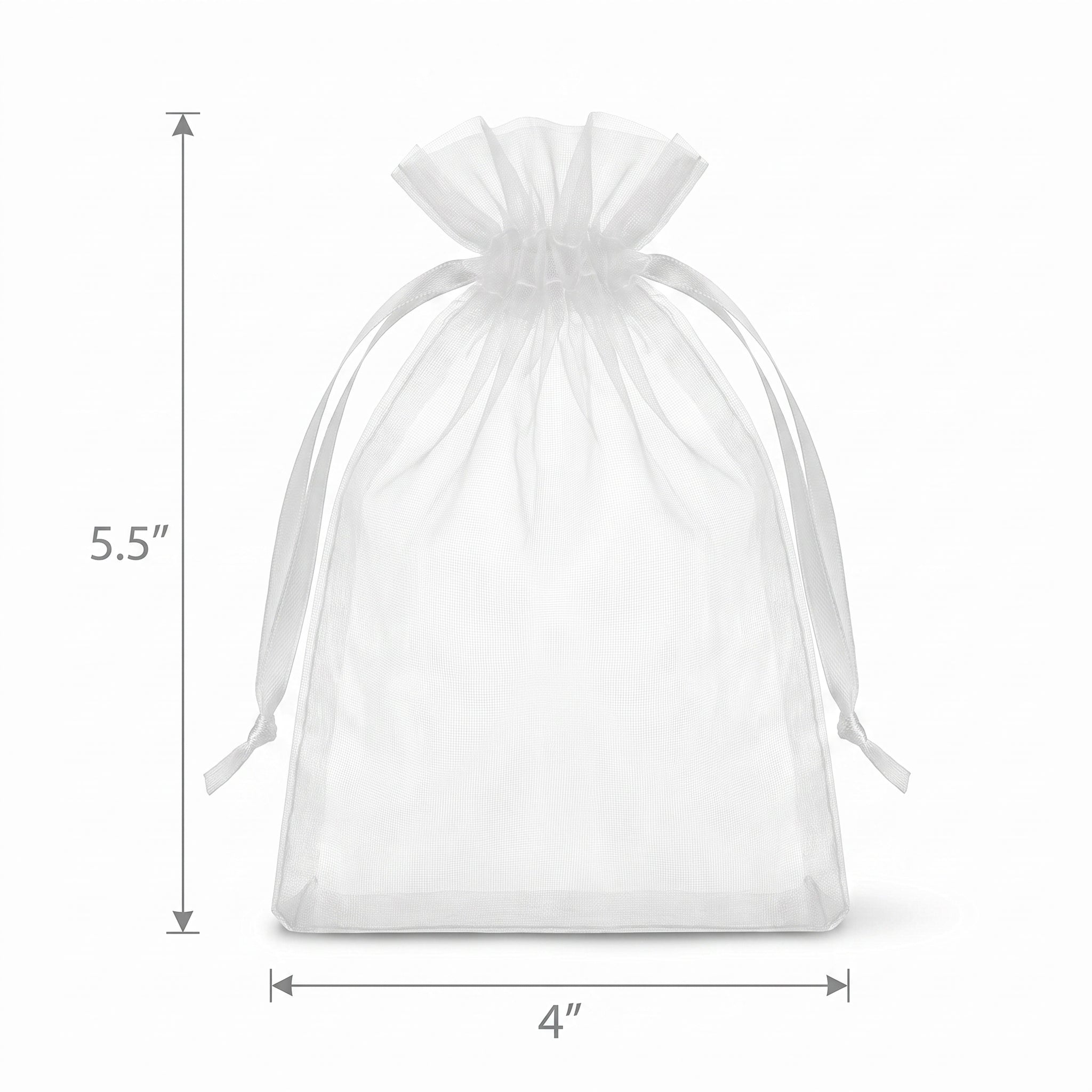 Elegant White Organza Wedding Favor Bags - 12 Pack