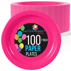 7 In. Hot Pink Paper Plates | 100 Count