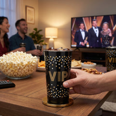 Awards Night VIP Plastic Tumblers, 10oz, Black/Gold, 20-Pack