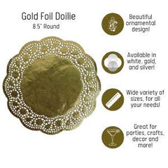 6.5 In. Round Gold Foil Doilies | 15 Count