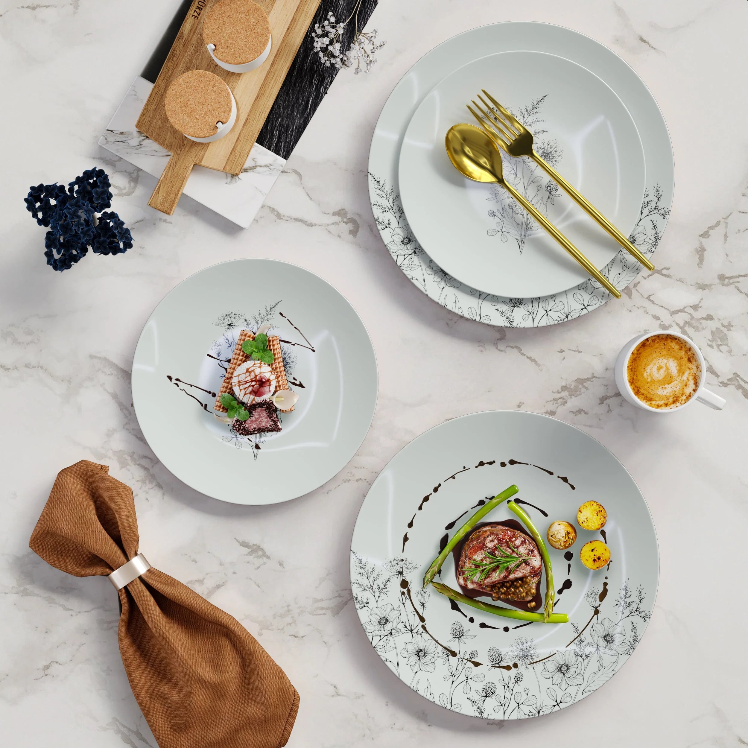 8" Dandelion Bloom Design Plastic Plates (10)