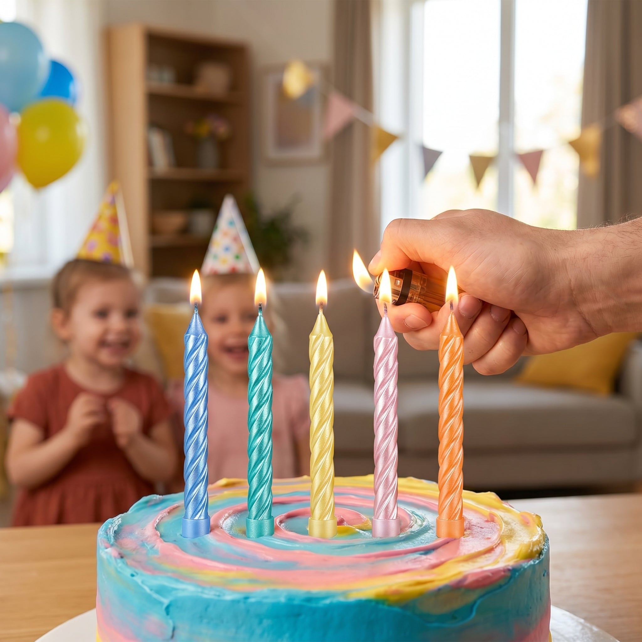 Pastel Pearlized Spiral Birthday Candles, 3.2-in, 12-Pack