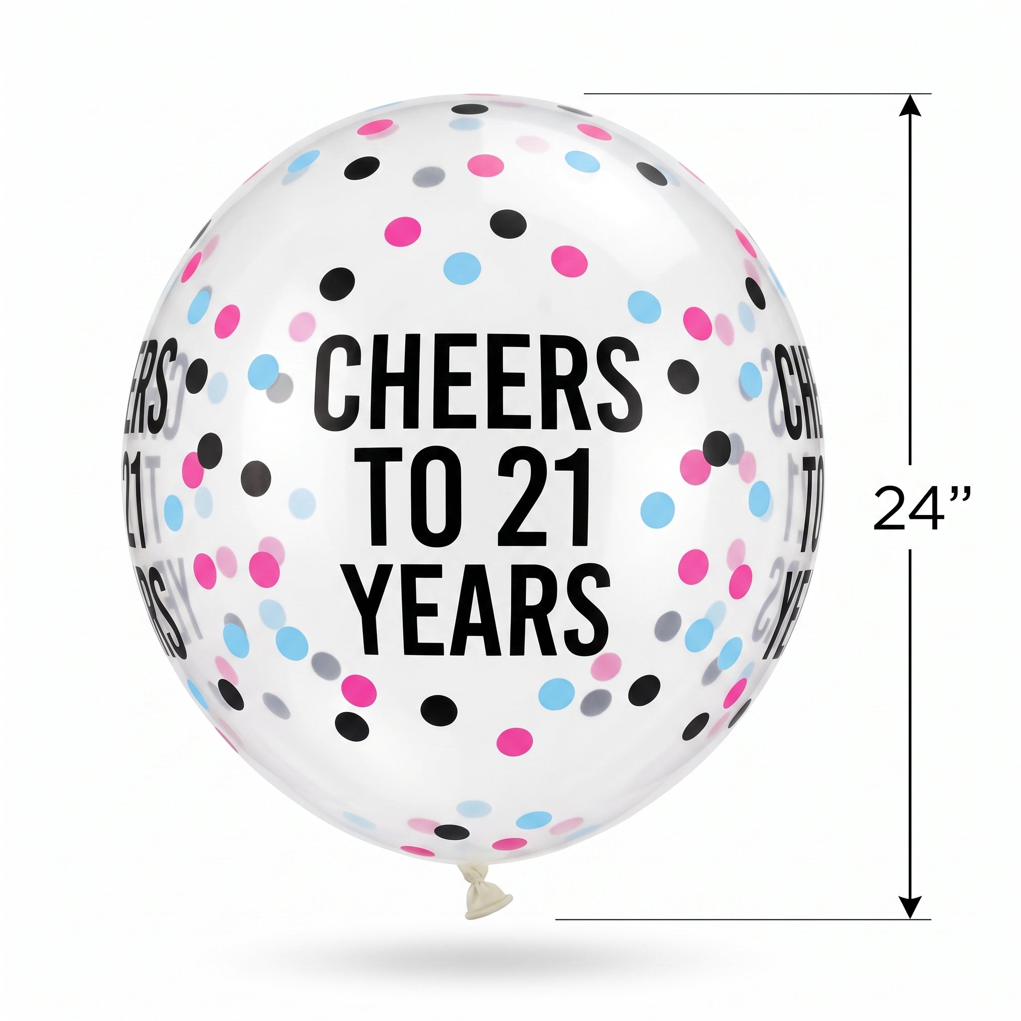 Cheers to 21 Latex Balloon - 24" Confetti Design