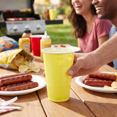 Vibrant Light Yellow Plastic Party Cups - 18 oz