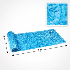 Blue Metallic Floral Vinyl Curtain - 15 Ft.