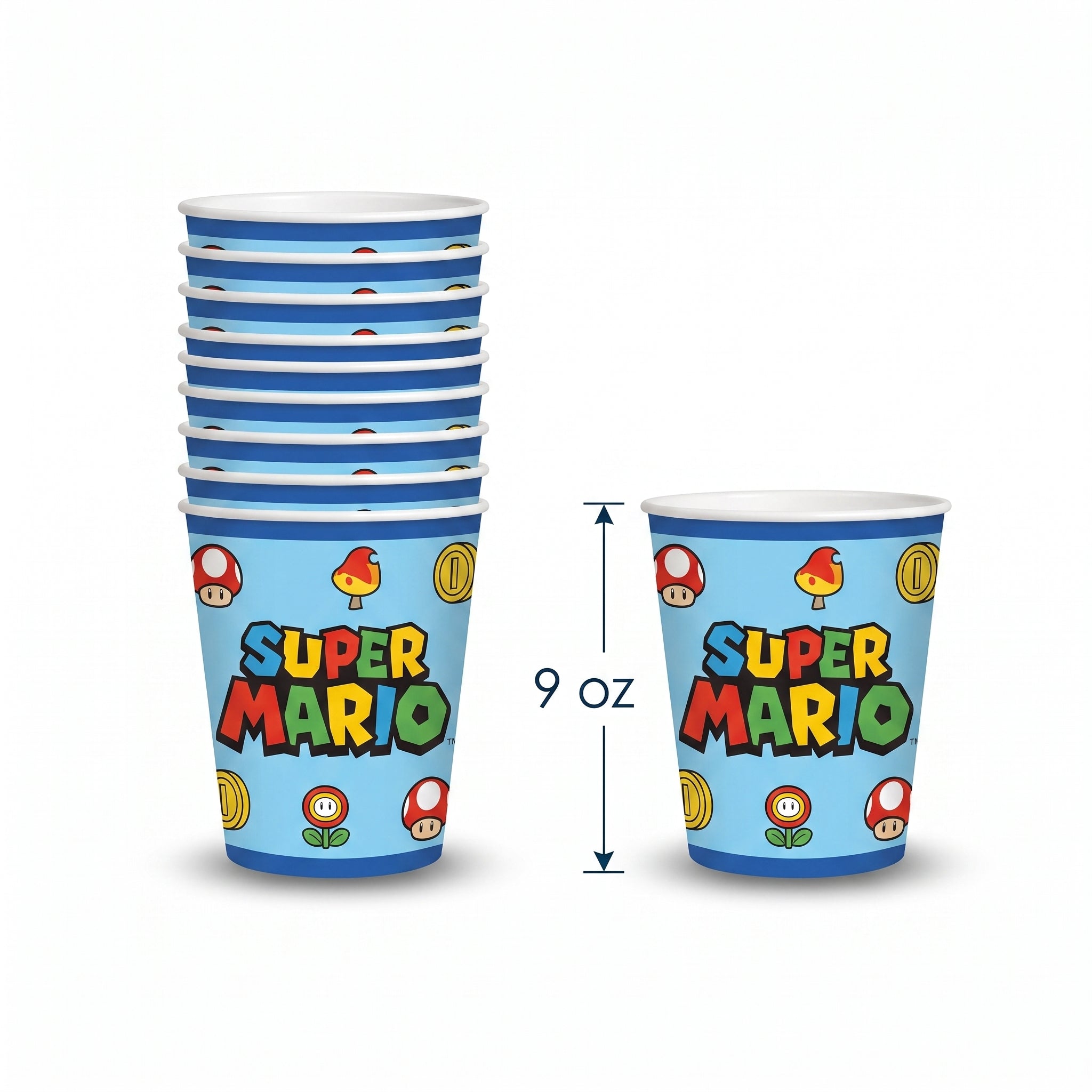 Super Mario 9 oz Paper Cups - Set of 8