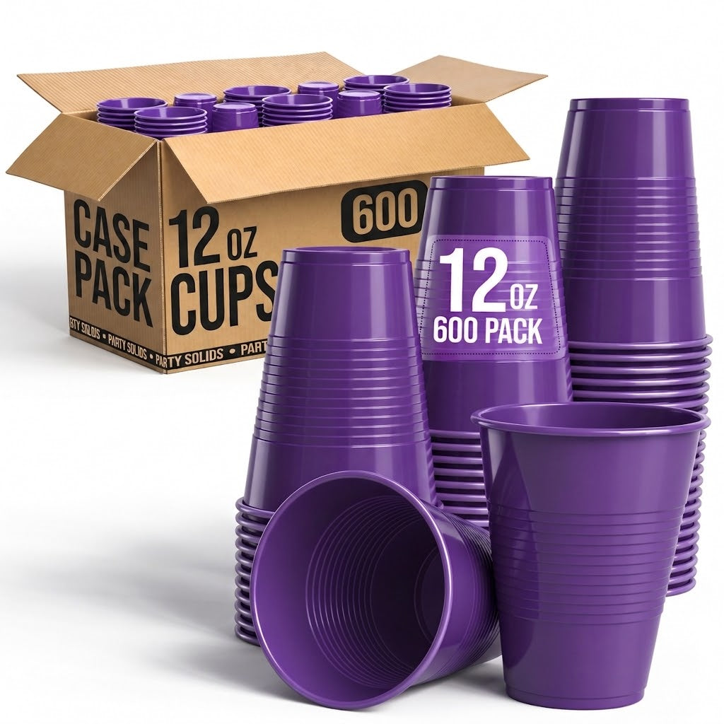 12 Oz. Purple Plastic Cups | Case of 600