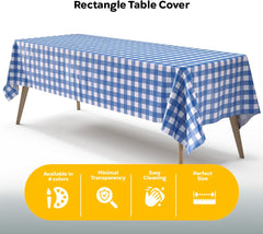 Blue Gingham Plastic Table Covers | 12 Pack - 54 In. x 108 In.