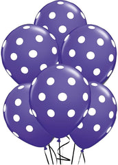 6ct, 12" Lavender Polka Dot Latex Balloon