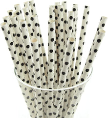 Black Polka Dot Paper Straws | 100 Count