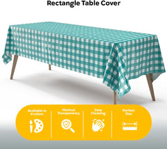 Teal Gingham Plastic Table Covers | 12 Pack - 54 In. x 108 In.