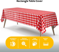 Red Gingham Plastic Table Covers | 12 Pack - 54 In. x 108 In.
