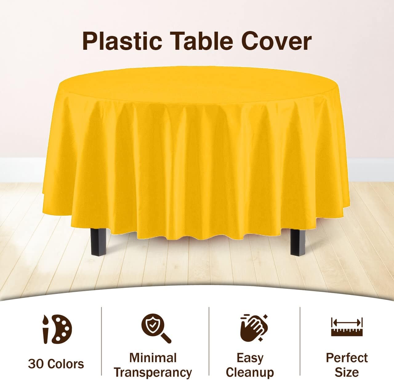 Premium Round Yellow Table Covers | 12 Pack