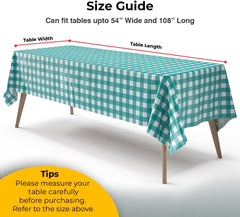 Teal Gingham Plastic Table Covers | 12 Pack - 54 In. x 108 In.