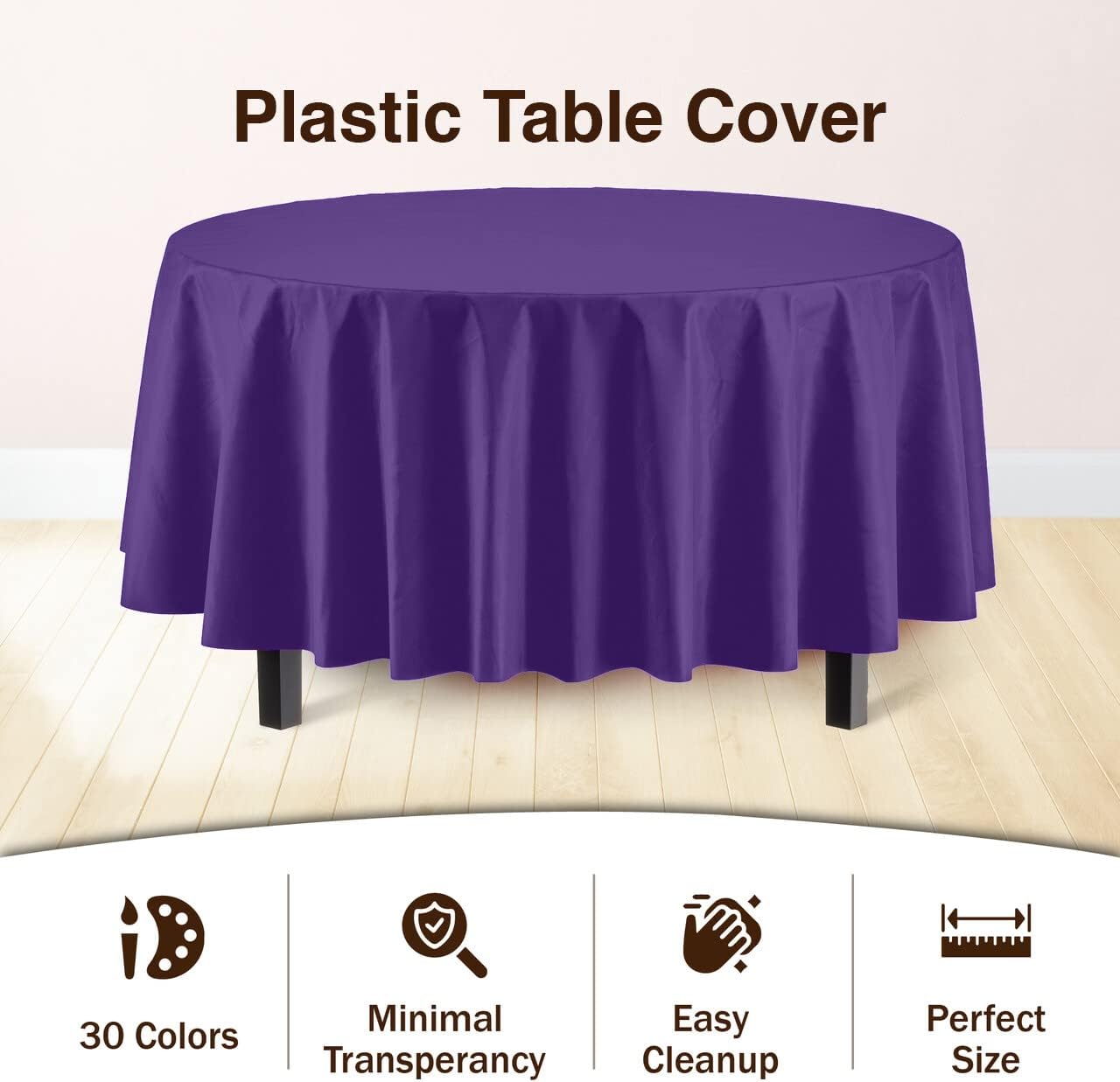 Premium Round Purple Table Covers | 12 Pack