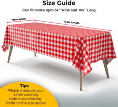 Red Gingham Plastic Table Covers | 12 Pack - 54 In. x 108 In.
