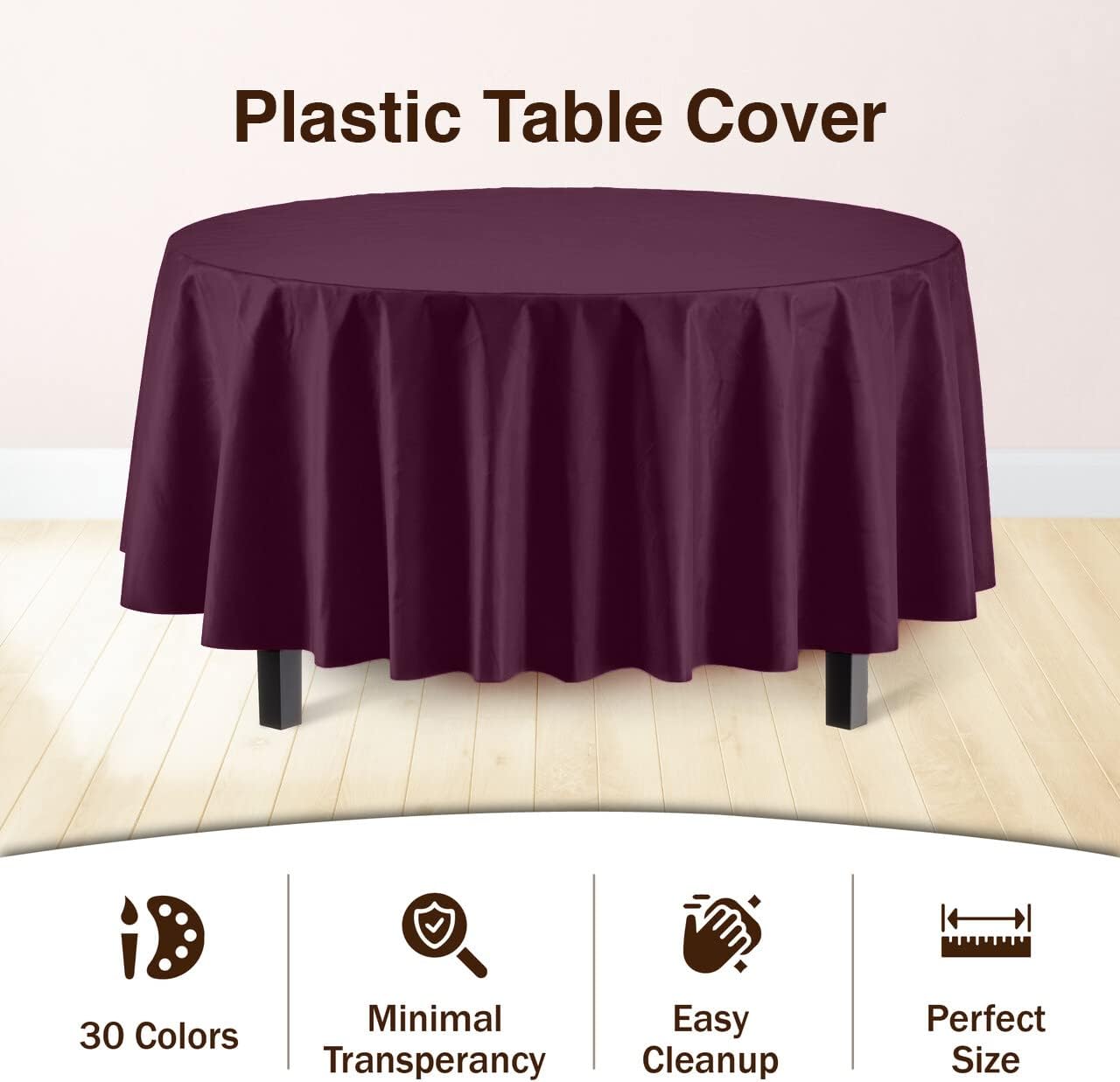 Round Plum Table Covers | 12 Pack