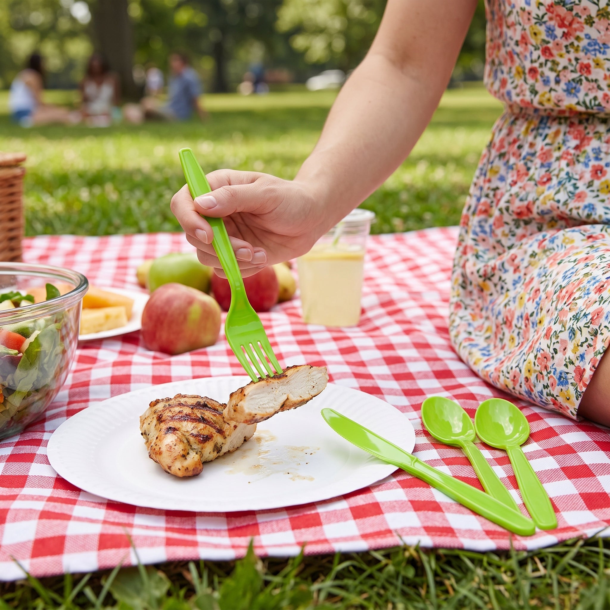 Kiwi Green Assorted Plastic Cutlery Set - 7.5 in. - 24 Pack