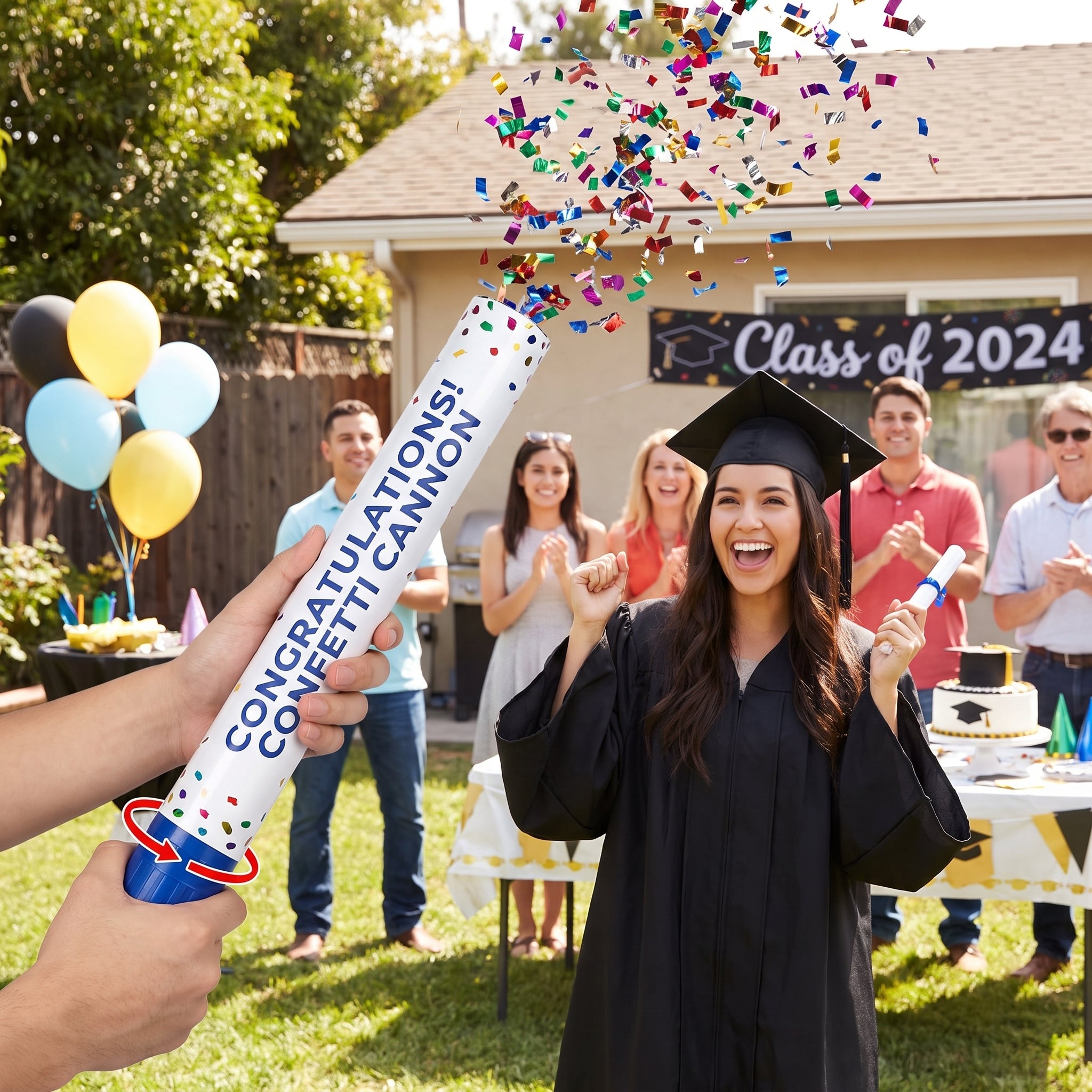 Giant Graduation Confetti Cannon Popper - Multicolor