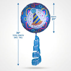 Festive Birthday AirWalker Foil Balloon with Fringe