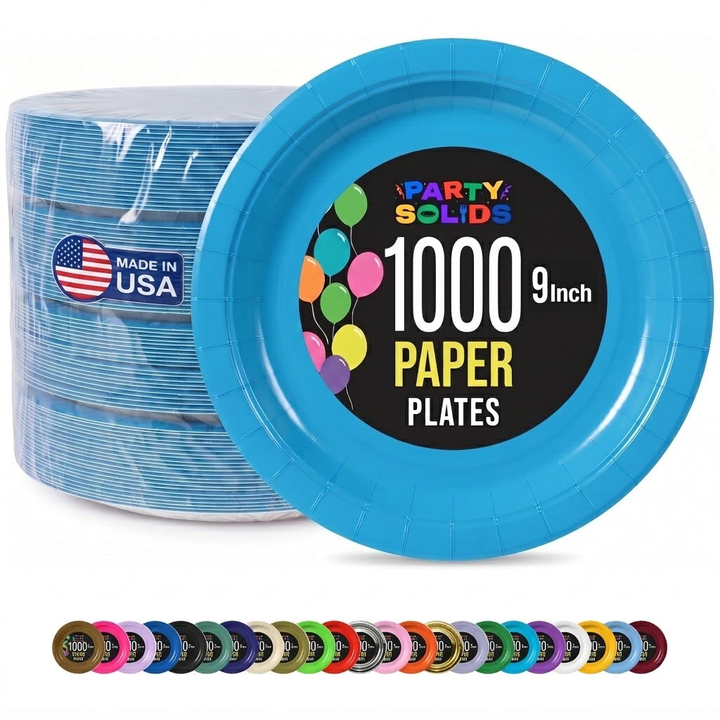 9 in. Turquoise Paper Plates | Case of 1000
