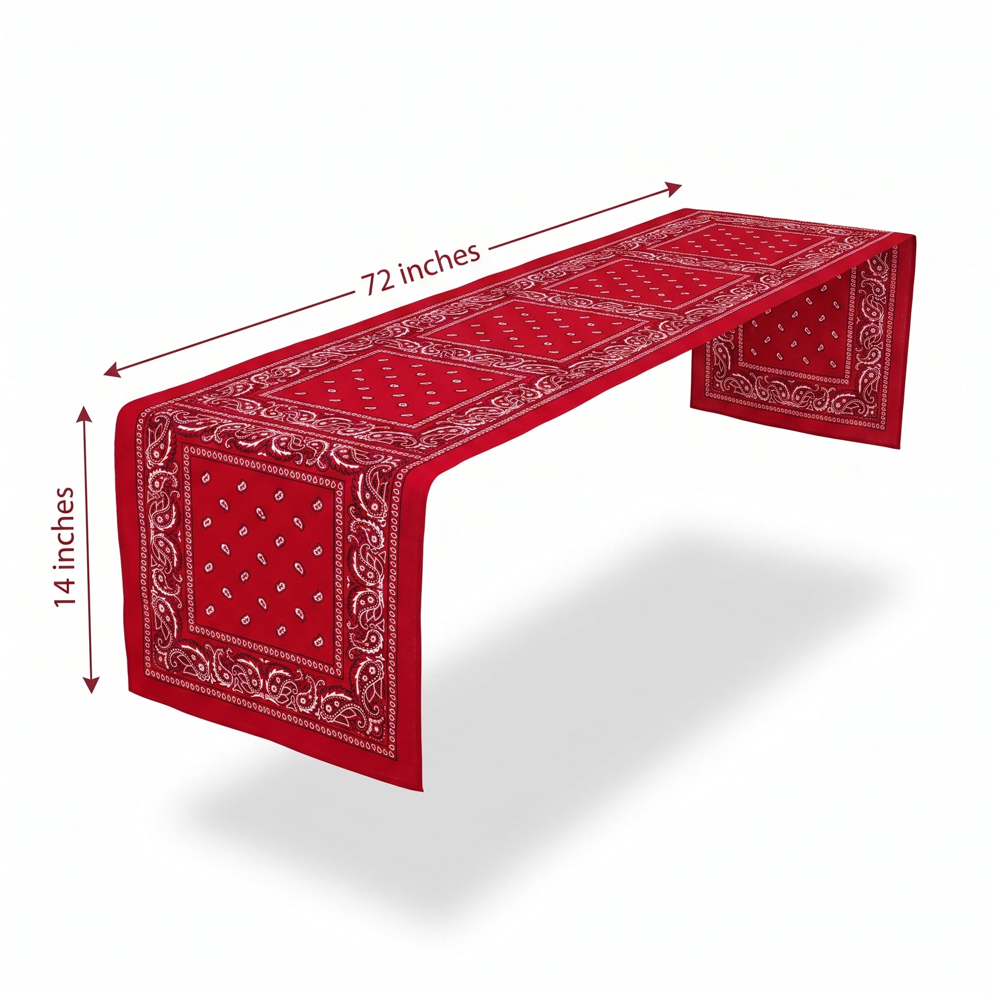 Western "Bandana" Fabric Table Runner, 14x72-Inch, Red