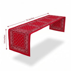 Western "Bandana" Fabric Table Runner, 14x72-Inch, Red