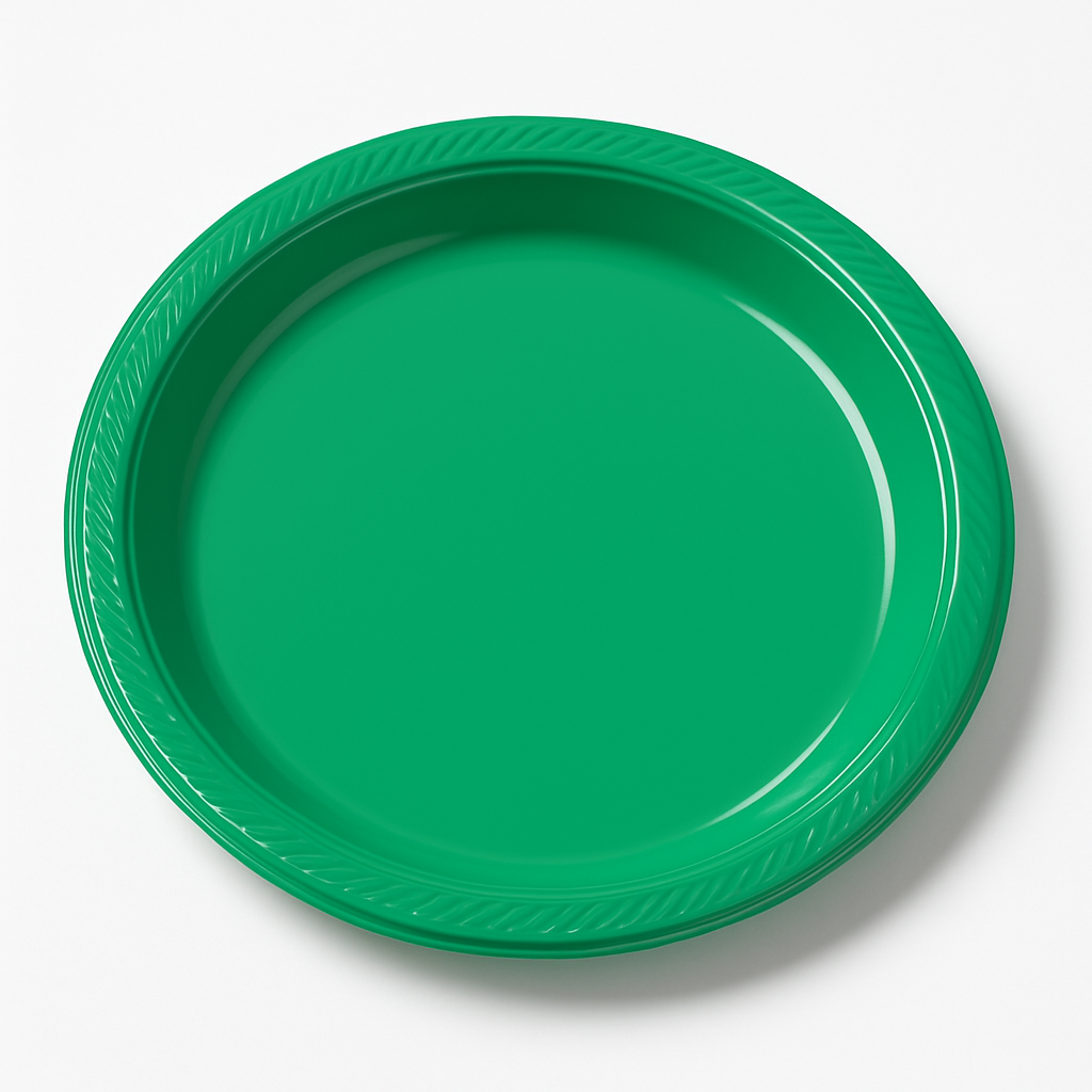 Festive Green 7" Round Plastic Dessert Plates - 50 Pack