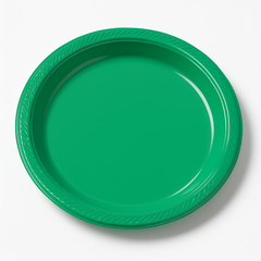 Festive Green 7" Round Plastic Dessert Plates - 50 Pack