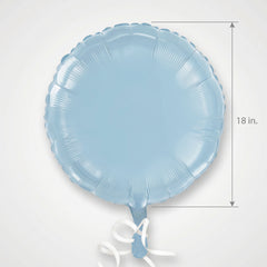 Pastel Blue Foil Balloon 18 Inch Round - Self-Sealing Light Blue Mylar Balloon with Ribbon for Baby Shower, Gender Reveal, Birthday Party Decorations