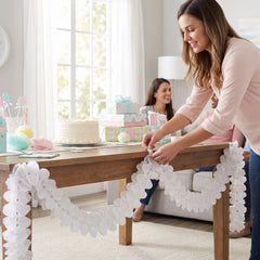 Frosty White Tissue Paper Garland - 12 ft